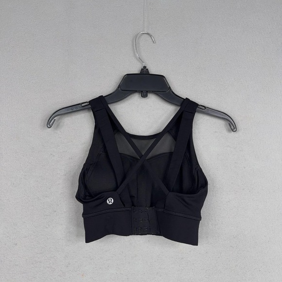 Lululemon Sports Bra Womens 4 Black Mesh Criss Cross Back Padded Breathe It In - Picture 6 of 15
